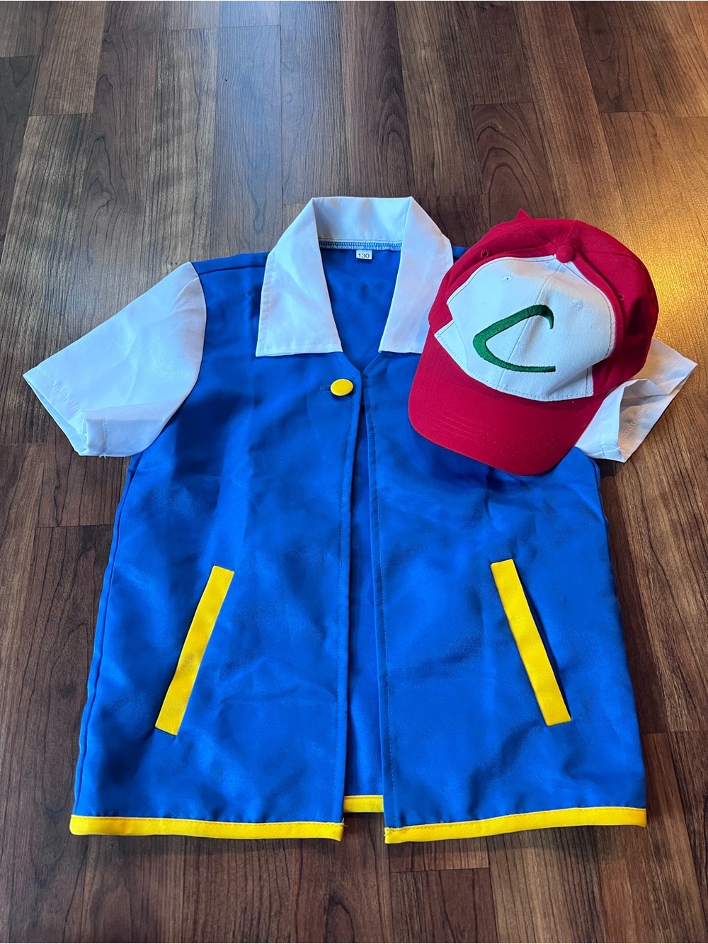 Pokémon Ash Ketchum Trainer Costume Kids Size 130 (7/8) w/ Embroidered Hat